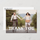 Westerne Typografie Foto Weddenschap Bedankt Briefkaart (Voorkant / Achterkant)