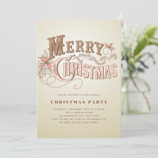  Westerne Typografie Holiday Party Kaart (Staand voorkant)