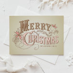 Westerne Typografie Vrolijk kerstfeest Feestdagenkaart<br><div class="desc">vrolijk kerstfeest! Stuur uw vakantiewensen naar familie en vrienden met deze aanpasbare kerstkaart. Het boek bevat  typografie. Personaliseer door uw gegevens toe te voegen. Deze vintage kerstkaart is verkrijgbaar in andere kleuren en karton.</div>