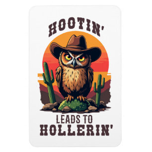 Westerne uil cowboy hootin leidt naar hollerin magneet