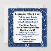 Westerne uitnodiging Bandana Cowboy Birthday (Achterkant)