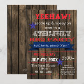 Westerne Uitnodiging op 4 juli van de BBQ-feestdag (Voorkant / Achterkant)
