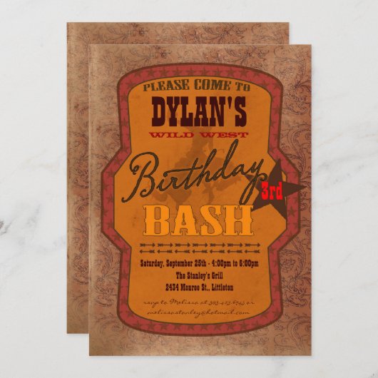 Westerne uitnodiging op jaarbasis (Voorkant / Achterkant)