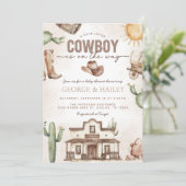 Westerne uitnodiging tot Baby shower Cowboy (Staand voorkant)