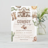 Westerne uitnodiging tot Baby shower Cowboy (Staand voorkant)