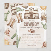 Westerne uitnodiging tot Baby shower Cowboy (Voorkant / Achterkant)
