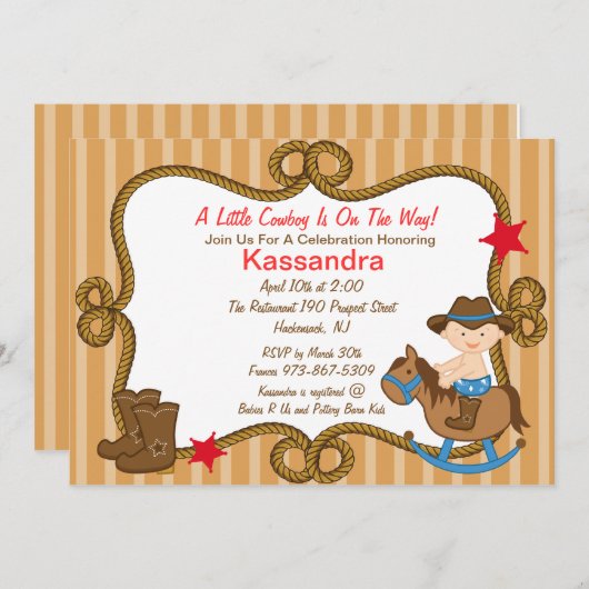 Westerne uitnodiging tot Baby shower van Little Co (Voorkant / Achterkant)