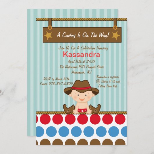 Westerne uitnodiging tot Baby shower van Little Co (Voorkant / Achterkant)