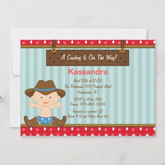 Westerne uitnodiging tot Baby shower van Little Co (Voorkant)