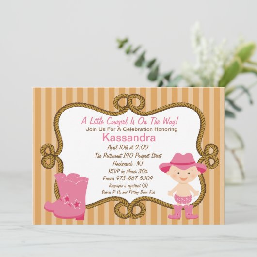 Westerne uitnodiging tot Baby shower van Little Co (Staand voorkant)
