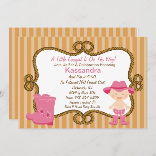 Westerne uitnodiging tot Baby shower van Little Co (Voorkant / Achterkant)