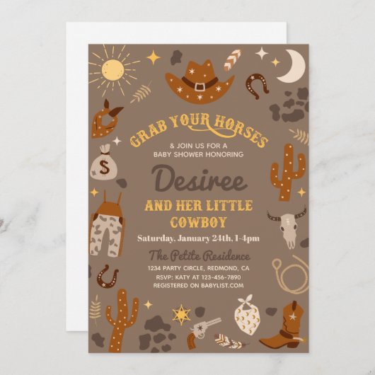 Westerne uitnodiging tot Baby shower | Zuidwest-Ba (Voorkant / Achterkant)