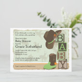 Westerne uitnodiging tot het Baby shower Cowpoke (Staand voorkant)