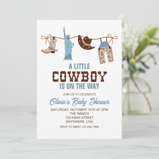 Westerne uitnodiging tot het indienen van Baby sho (Staand voorkant)