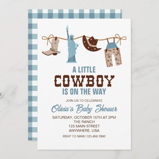 Westerne uitnodiging tot het indienen van Baby sho (Voorkant / Achterkant)