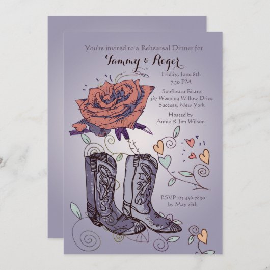 Westerne uitnodiging tot Roos (Voorkant / Achterkant)