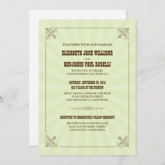 Westerne uitnodiging tot weddenschap met Vintage ( (Voorkant / Achterkant)