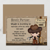Westerne uitnodiging van Cowboy Birthday (Voorkant / Achterkant)