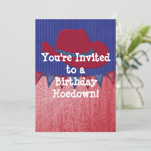 Westerne uitnodiging van Cowboy Birthday Party (Staand voorkant)
