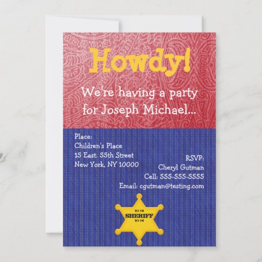 Westerne uitnodiging van Cowboy Birthday Party (Achterkant)