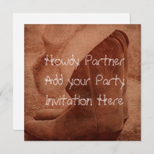 Westerne uitnodiging van Cowboy Birthday Party (Voorkant / Achterkant)