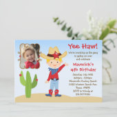 Westerne uitnodiging van Cowboy Birthday Party (Staand voorkant)