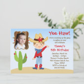 Westerne uitnodiging van Cowboy Birthday Party (Staand voorkant)