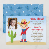 Westerne uitnodiging van Cowboy Birthday Party (Voorkant / Achterkant)