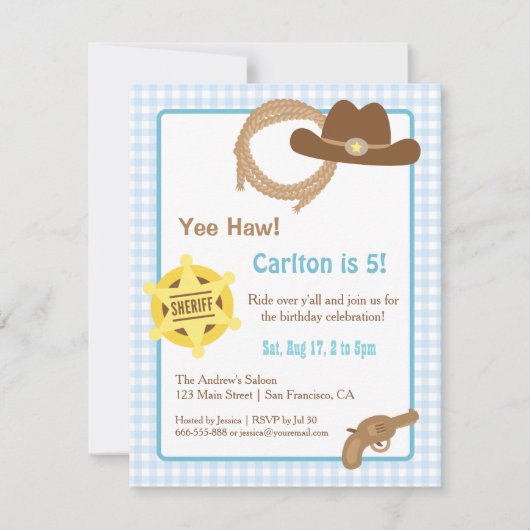 Westerne uitnodiging van Cowboy Kinder Birthday (Voorkant)