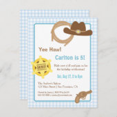 Westerne uitnodiging van Cowboy Kinder Birthday (Voorkant / Achterkant)
