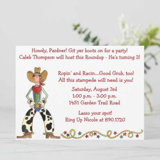 Westerne uitnodiging van Cowboy Roundup Birthday P (Staand voorkant)