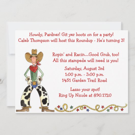Westerne uitnodiging van Cowboy Roundup Birthday P (Voorkant)