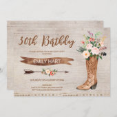 Westerne uitnodiging van Floral Boot Birthday (Voorkant / Achterkant)