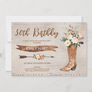 Westerne uitnodiging van Floral Boot Birthday