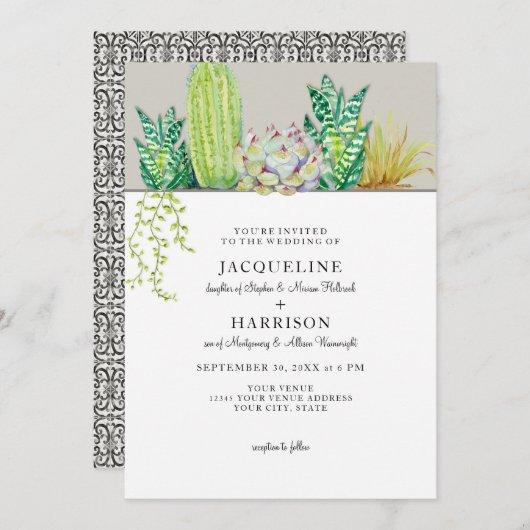 Westerne uitnodiging van Hacienda Cactus Garden We (Voorkant / Achterkant)