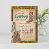 Westerne uitnodiging van het Baby shower Rodeo (Staand voorkant)