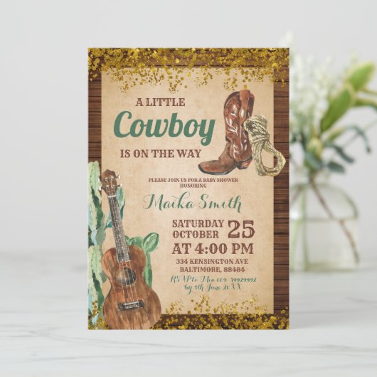 Westerne uitnodiging van het Baby shower Rodeo (Staand voorkant)