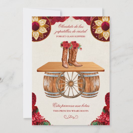 Westerne uitnodiging van Quinceanera Quince Anos (Achterkant)