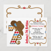 Westerne uitnodiging voor Big Seven Boy Birthday (Voorkant / Achterkant)