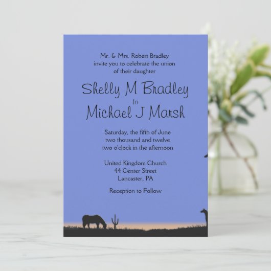 Westerne uitnodiging voor bruiloft (Staand voorkant)