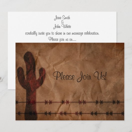 Westerne uitnodiging voor bruiloft (Voorkant / Achterkant)
