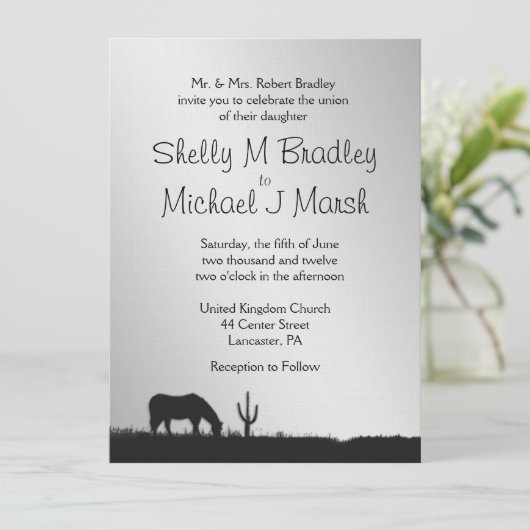 Westerne uitnodiging voor bruiloft (Staand voorkant)