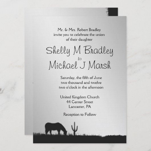 Westerne uitnodiging voor bruiloft (Voorkant / Achterkant)