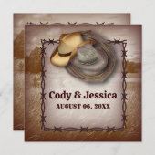 Westerne uitnodiging voor bruiloft van Cowboy Rust (Voorkant / Achterkant)