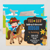 Westerne uitnodiging voor cowboy verjaardagsuitnod (Voorkant / Achterkant)