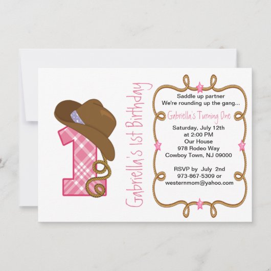 Westerne uitnodiging voor de geboorte van Big One  (Voorkant)