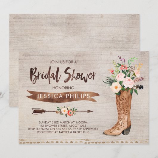 Westerne uitnodiging voor een bridal (Voorkant / Achterkant)