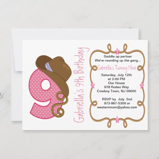 Westerne uitnodiging voor geboorte van Big Nine Gi (Voorkant)