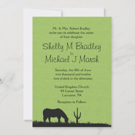 Westerne uitnodiging voor groene bruiloft (Voorkant)