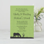Westerne uitnodiging voor groene bruiloft (Staand voorkant)